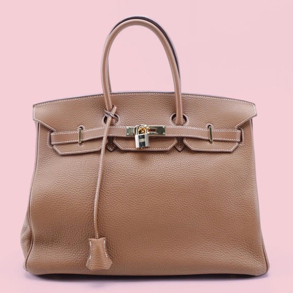 Hermes Handbags - Hermes Birkin 35 Gold Togo Brown Leather Bag